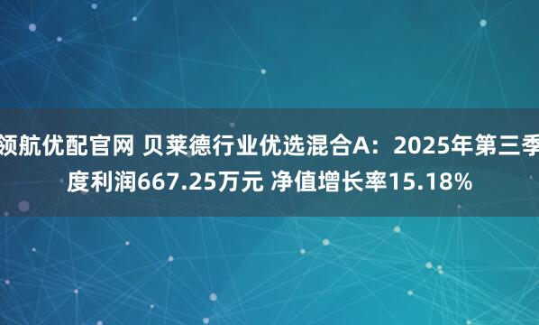 领航优配官网 贝莱德行业优选混合A：2025年第三季度利润667.25万元 净值增长率15.18%