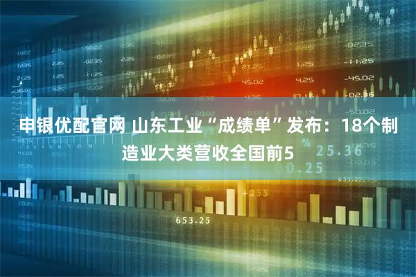 申银优配官网 山东工业“成绩单”发布：18个制造业大类营收全国前5